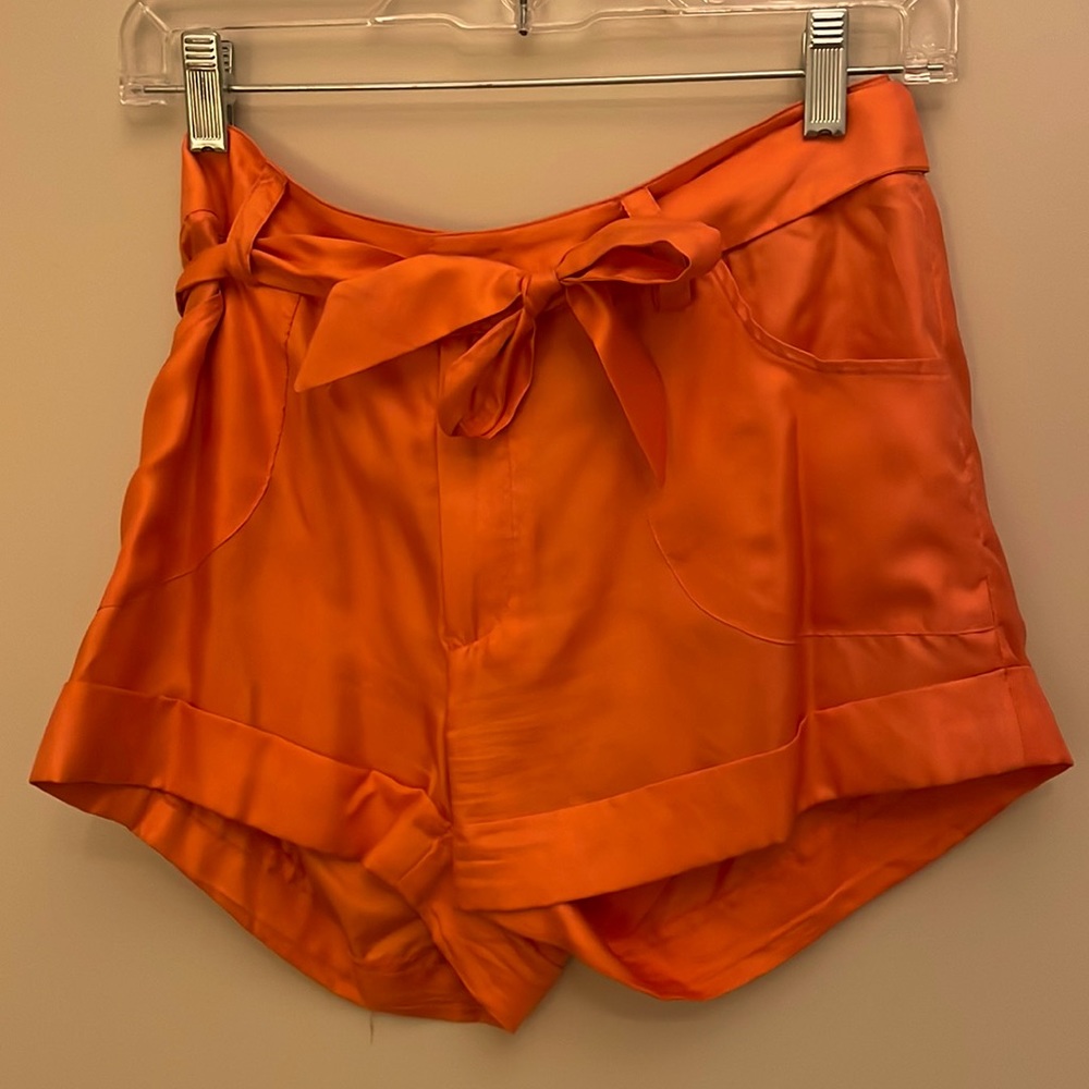 Orange Summer Shorts with Tie